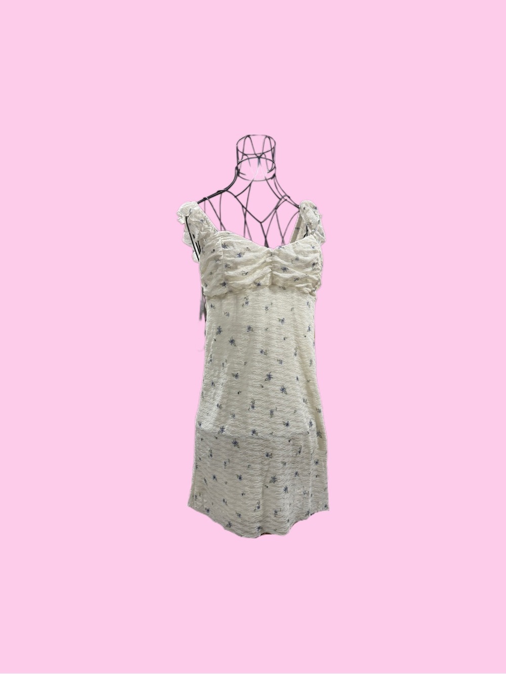 No Boundaries Cream Mini Dress with Blue Floral Print